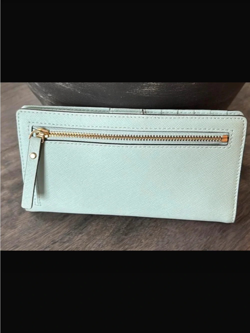 kate spade mint blue Saffiano Leather Continental Wallet